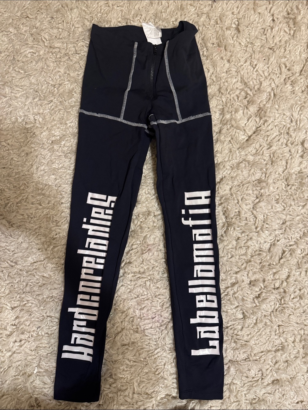 Black Graphic Logo Leggings with High Waist